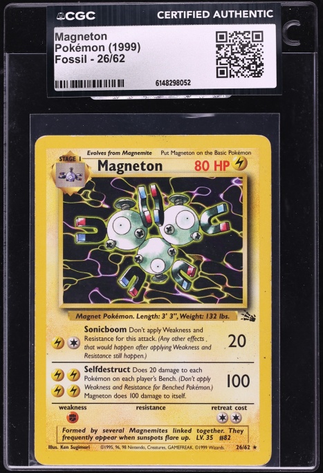 1999 Pokemon Fossil Magneton #26 CGC AUTH