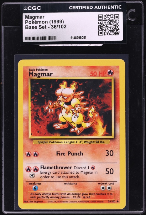 1999 Pokemon Base Set Magmar #36 CGC AUTH