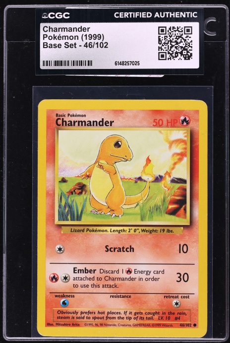 1999 Pokemon Base Set Charmander #46 CGC AUTH