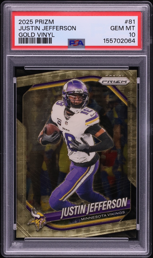 2025 Panini Prizm Gold Vinyl Justin Jefferson /5 #81 PSA 10 GEM MINT
