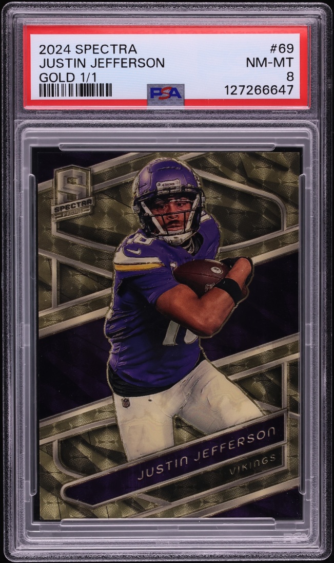 2024 Panini Spectra Gold Justin Jefferson 1/1 #69 PSA 8 NM-MT