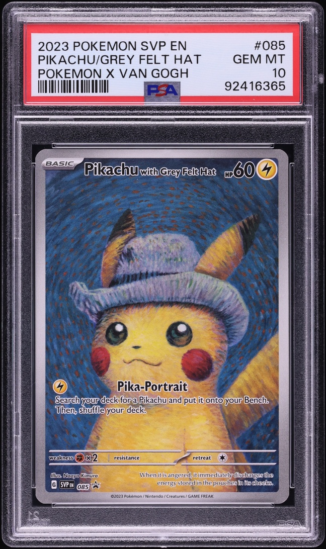 2023 Pokemon Scarlet & Violet Promo Van Gogh Full Art Pikachu With Grey Felt Hat #85 PSA 10 GEM
