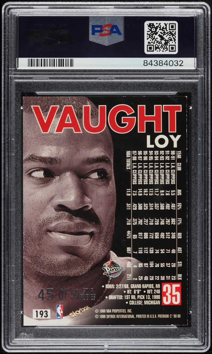 1998 Skybox Premium Star Rubies Loy Vaught /50 #193 PSA 7 NRMT