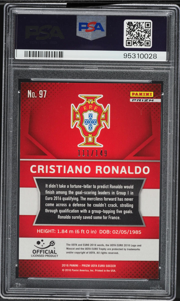 2016 Panini Prizm UEFA Red Cristiano Ronaldo /149 #97 PSA 9 MINT