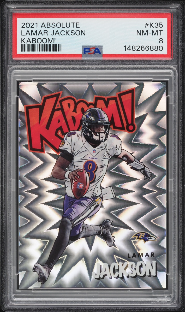 2021 Absolute Kaboom! Lamar Jackson #K35 PSA 8 NM-MT