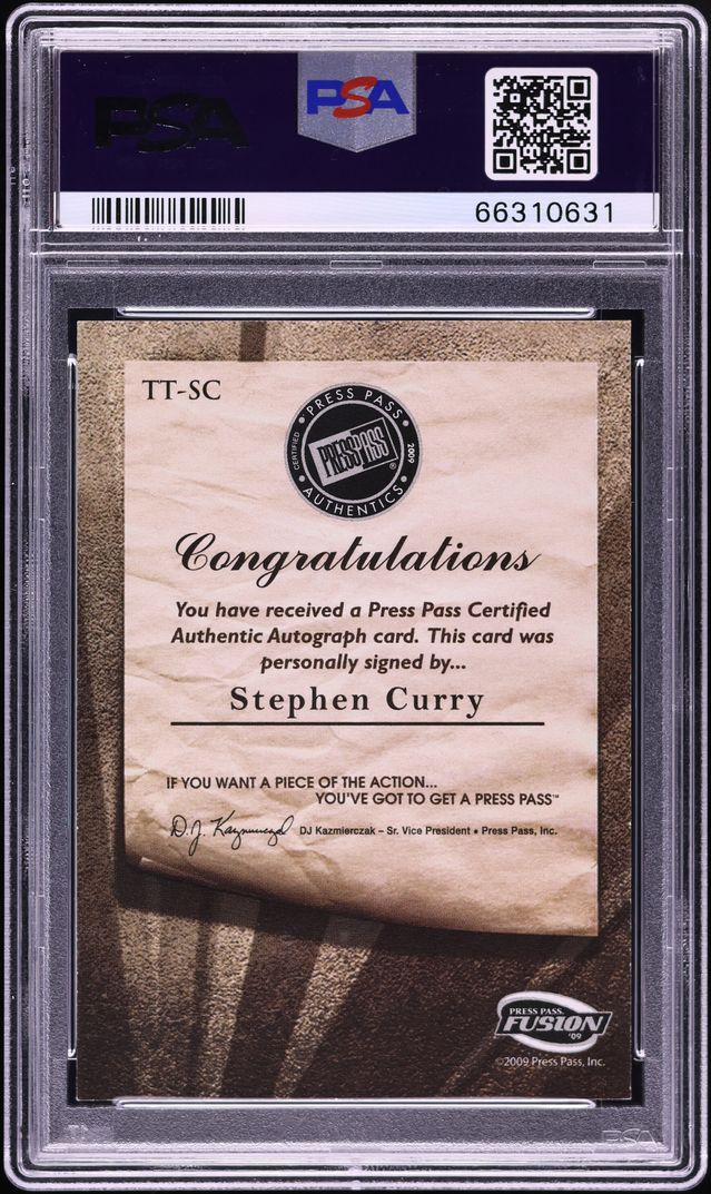 2009 Press Pass Fusion Timeless Talent Green Red Ink Stephen Curry ROOKIE AUTO DNA 10 /50 PSA 9 - Photo 2