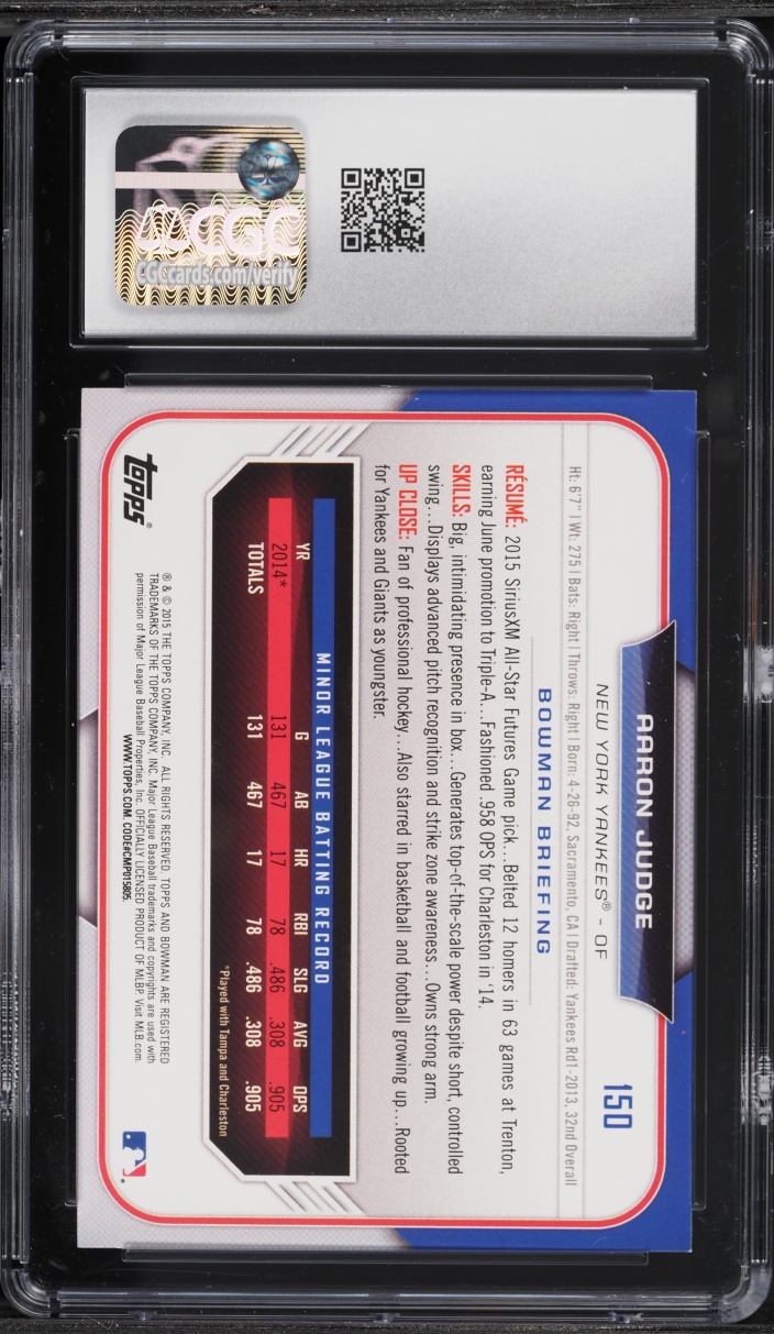 2015 Bowman Draft Aaron Judge PROSPECT #150 CGC 9.5 MINT+