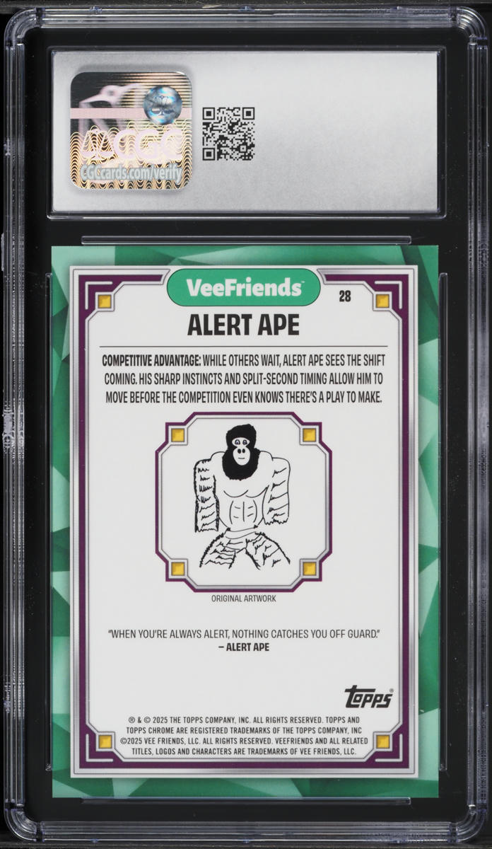 Confidence/自信 token (Promo FAB394) 2025 Topps Chrome VeeFriends Wave Refractor Alert Ape /150