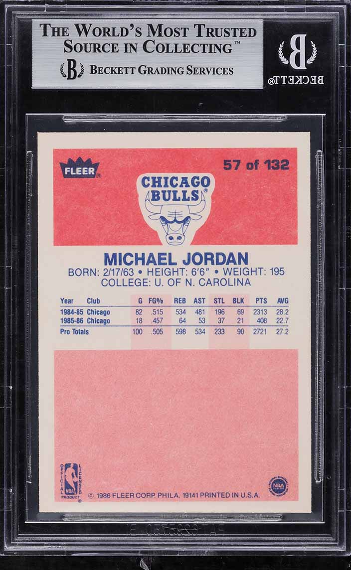 1986 Fleer Basketball Michael Jordan ROOKIE #57 BGS 9 MINT