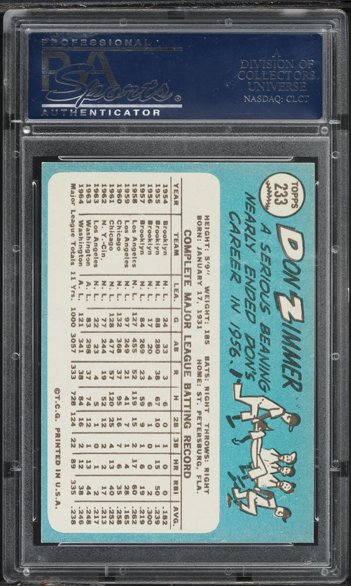 1965 Topps Don Zimmer #233 PSA 9 MINT