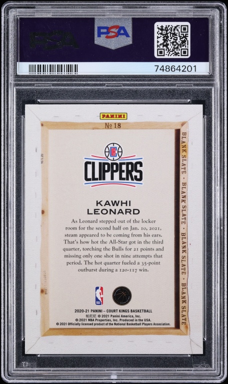 2020 Panini Court Kings Blank Slate Kawhi Leonard #18 PSA 10 GEM MINT - Photo 2