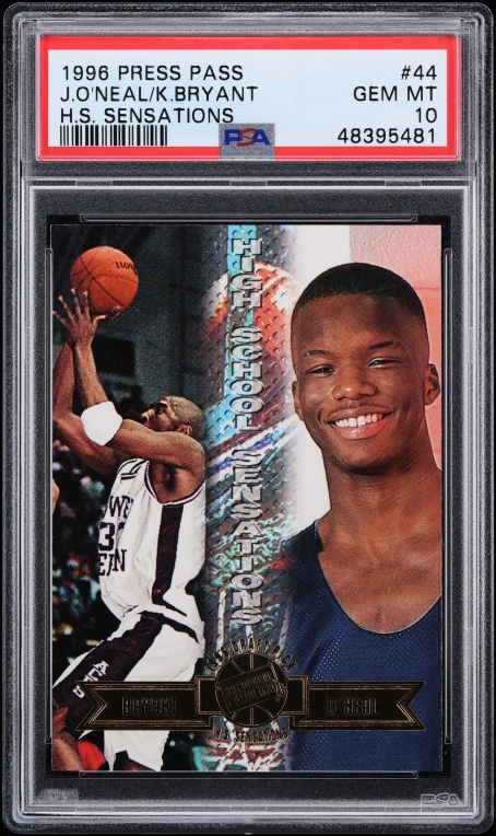 1996 Press Pass H.S. Sensations Silver Kobe Bryant Jermaine O'Neal ROOKIE #44 PSA 10 GEM MINT