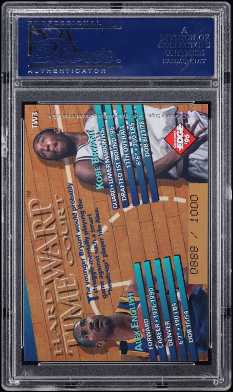 1996 Collector's Edge Time Warp Gold Alex English & Kobe Bryant /1000 #TW3 PSA 10 GEM MINT - Photo 2