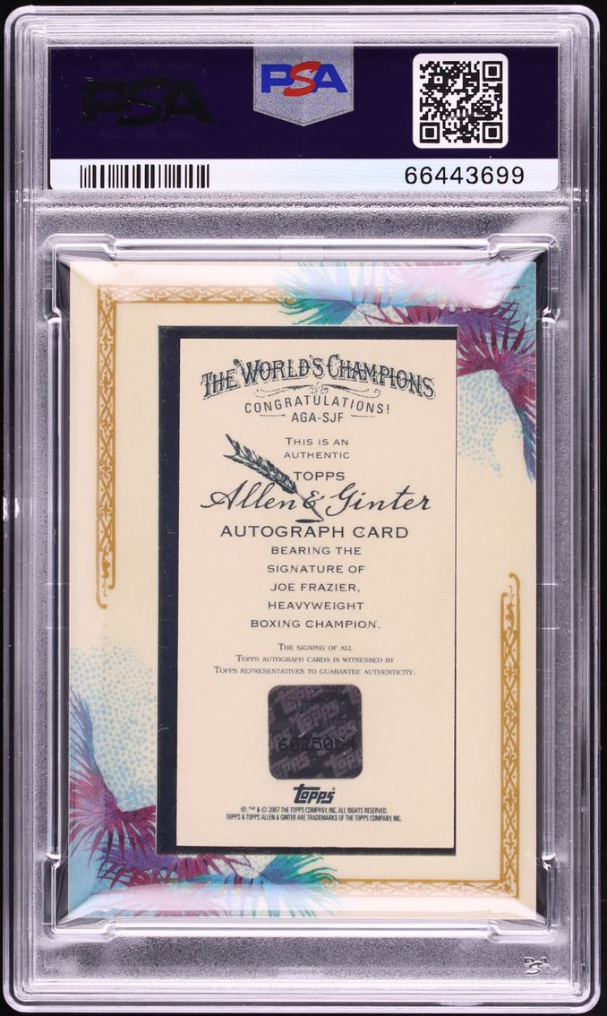 2007 Topps Allen & Ginter Baseball Framed Joe Frazier AUTO #AGA-SJF PSA 8 NM-MT