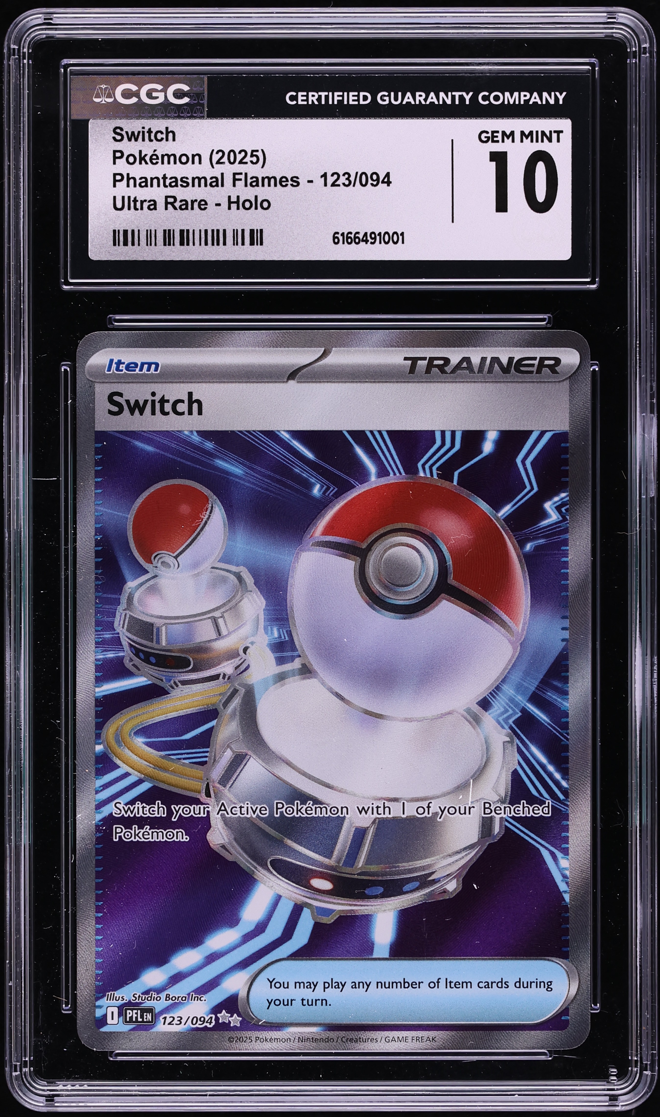 2025 Pokemon Mega Evolution Phantasmal Flames Full Art Switch #123 CGC 10 GEM MINT