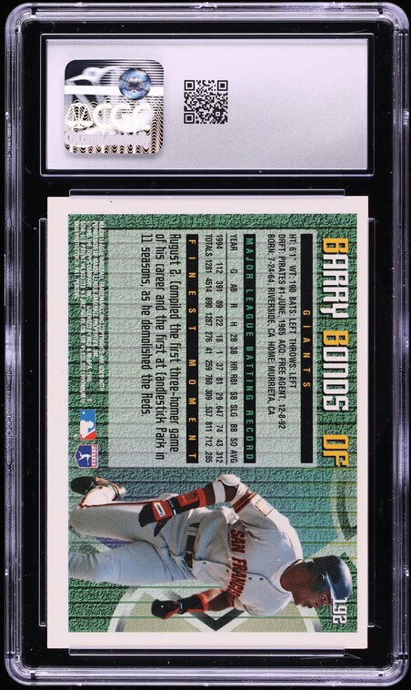 1995 Finest w/ Coating Barry Bonds #192 CGC 6 EXMT