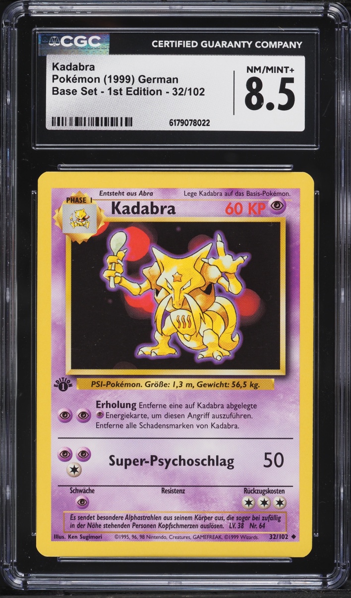 1999 Pokemon German Base Set 1st Edition Kadabra #32 CGC 8.5 NM-MT+