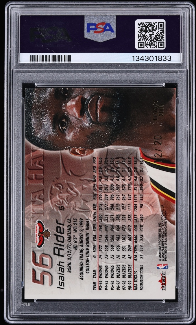 1999 Flair Showcase Legacy 2000 Isaiah Rider /20 #56 PSA 9 MINT - Photo 2