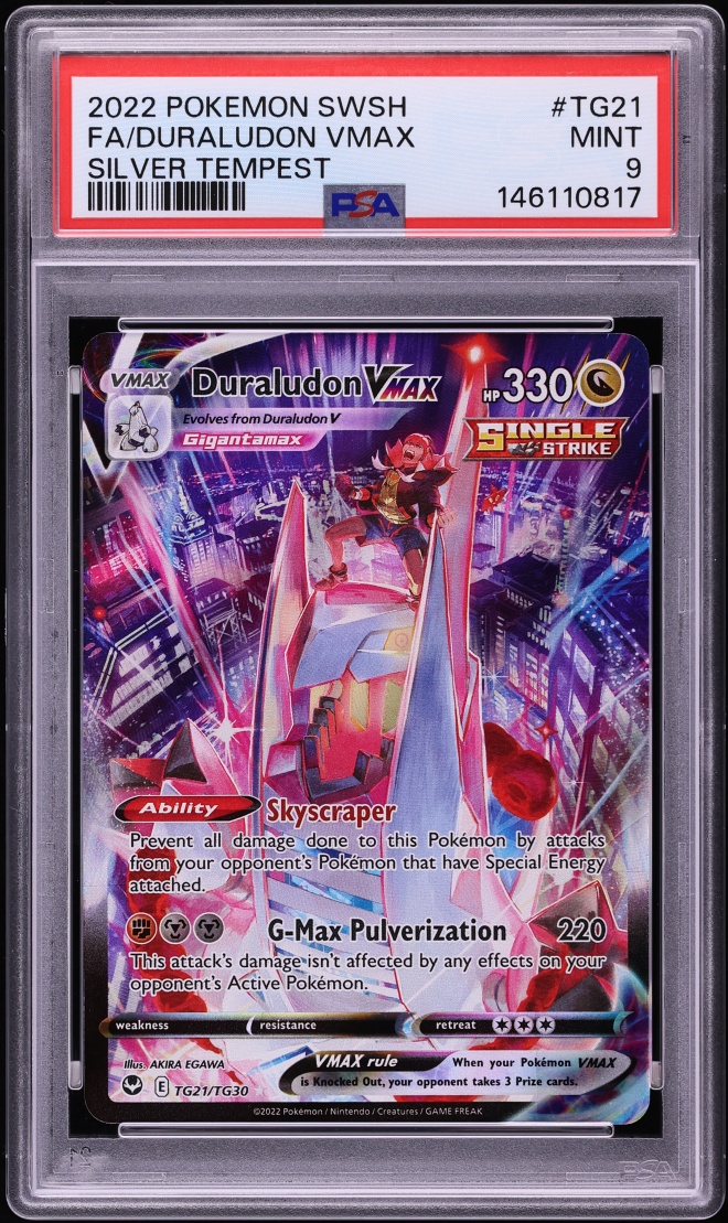 2022 Pokemon Sword & Shield Silver Tempest Full Art Duraludon VMAX #TG21 PSA 9 MINT