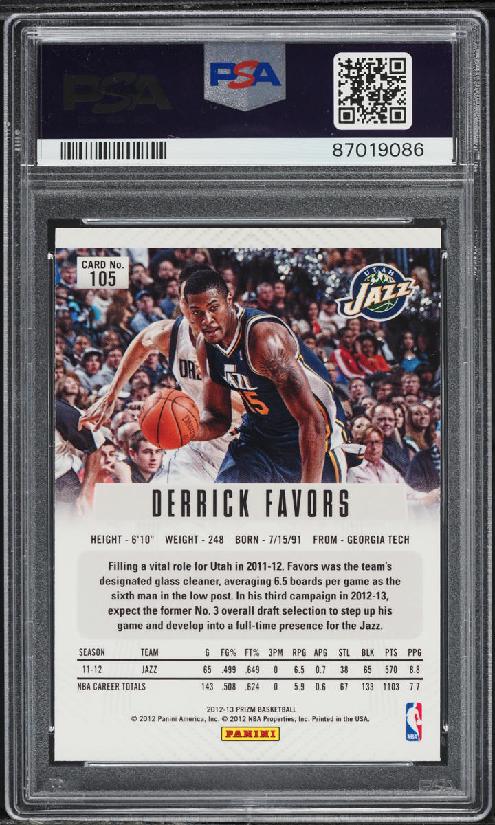 2012 Panini Prizm Silver Derrick Favors #105 PSA 10 GEM MINT