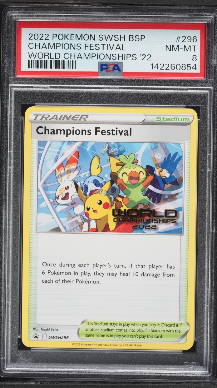 2022 Pokemon Sword & Shield Promo World Championships Champions Festival #296 PSA 8 NM-MT