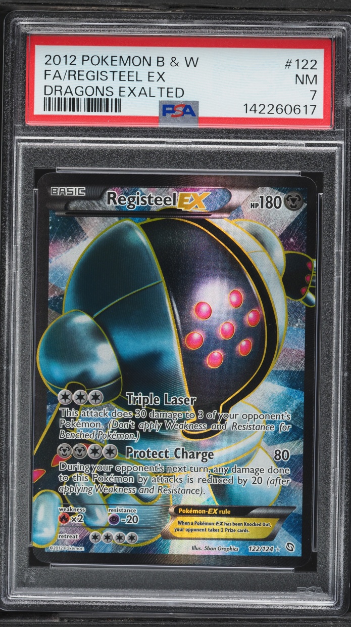 2012 Pokemon Black & White Dragons Exalted Full Art Registeel EX #122 PSA 7 NRMT