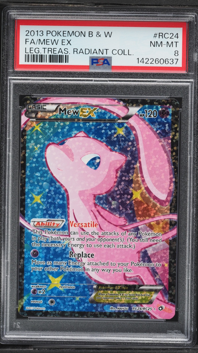 2013 Pokemon Black & White Legendary Treasures Radiant Collection Full Art Mew EX #RC24 PSA 8