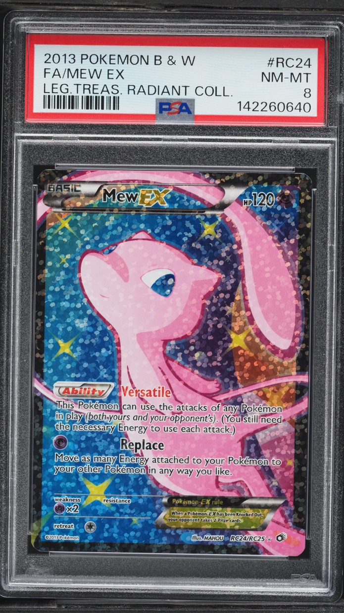 2013 Pokemon Black & White Legendary Treasures Radiant Collection Full Art Mew EX #RC24 PSA 8