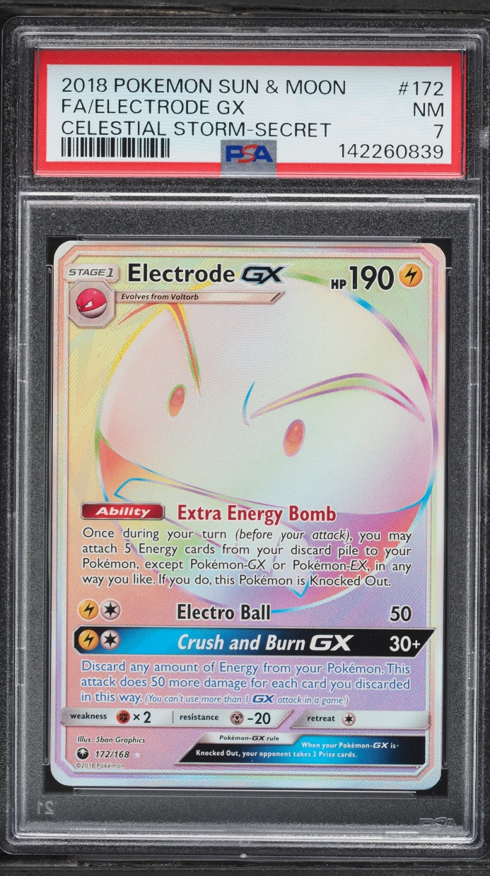 2018 Pokemon Sun & Moon Celestial Storm Rainbow Rare Electrode Gx #172 PSA 7 NRMT