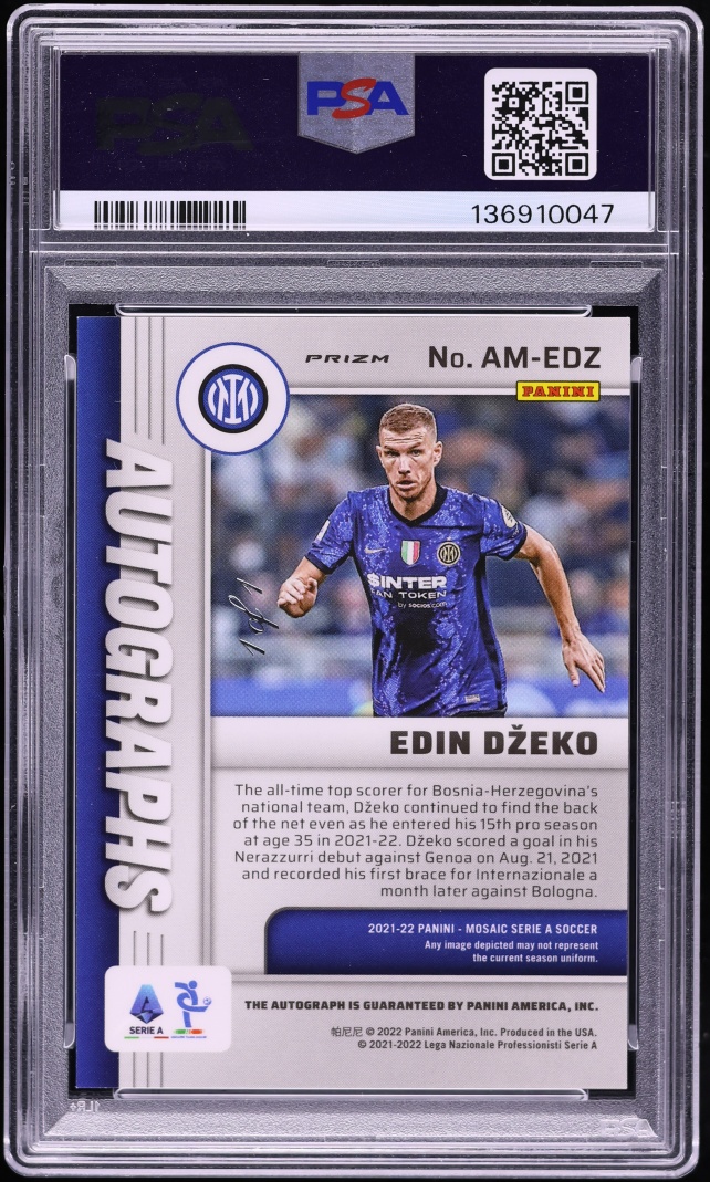 2021 Panini Mosaic Serie A Black Edin Dzeko AUTO 1/1 #AM-EDZ PSA 8 NM-MT