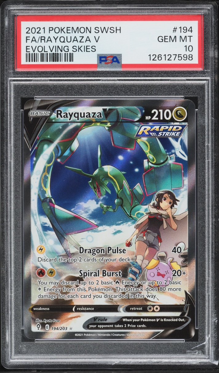 2021 Pokemon Sword & Shield Evolving Skies Full Art Rayquaza V #194 PSA 10 GEM MINT