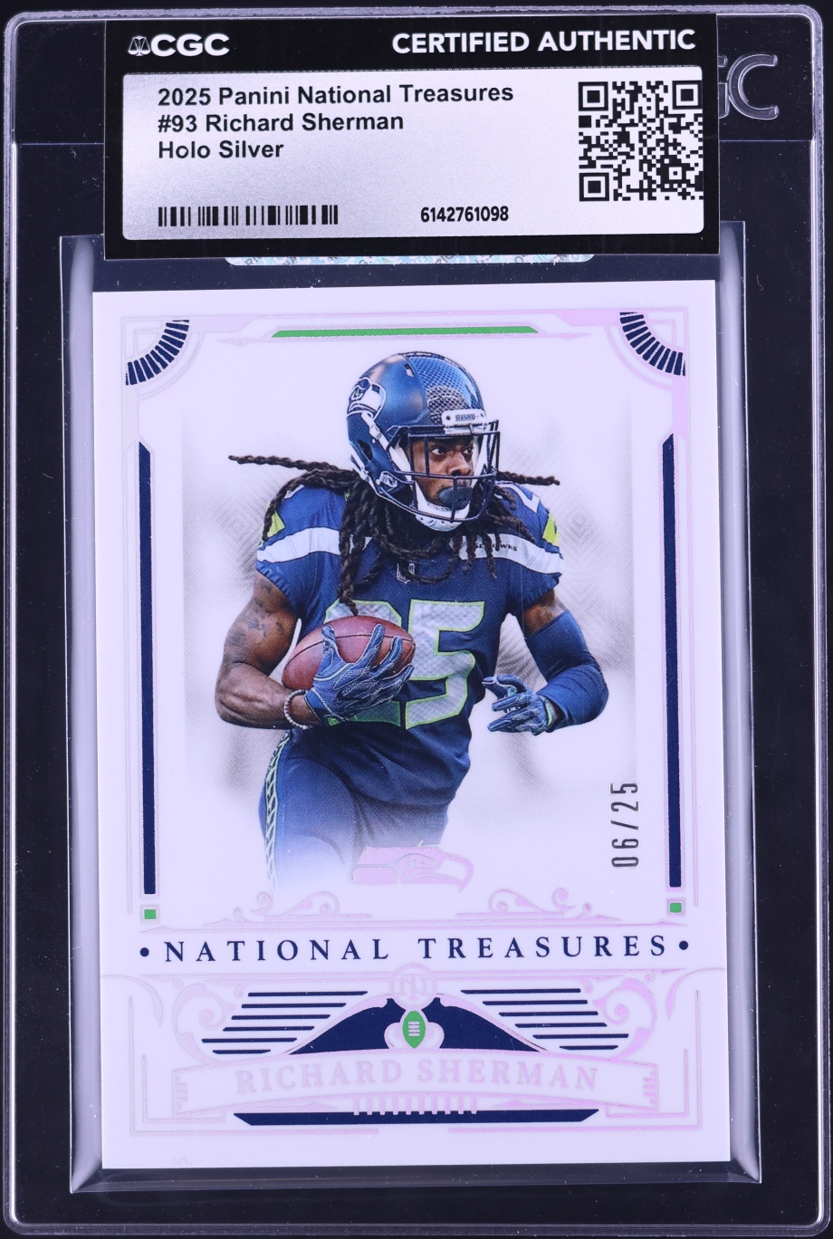 2025 National Treasures Holo Silver Richard Sherman /25 #93 CGC AUTH