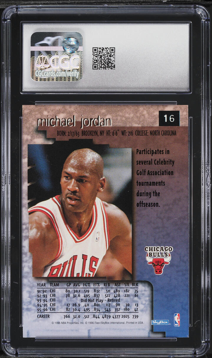 1996 Skybox Premium Michael Jordan #16 CGC 7 NRMT