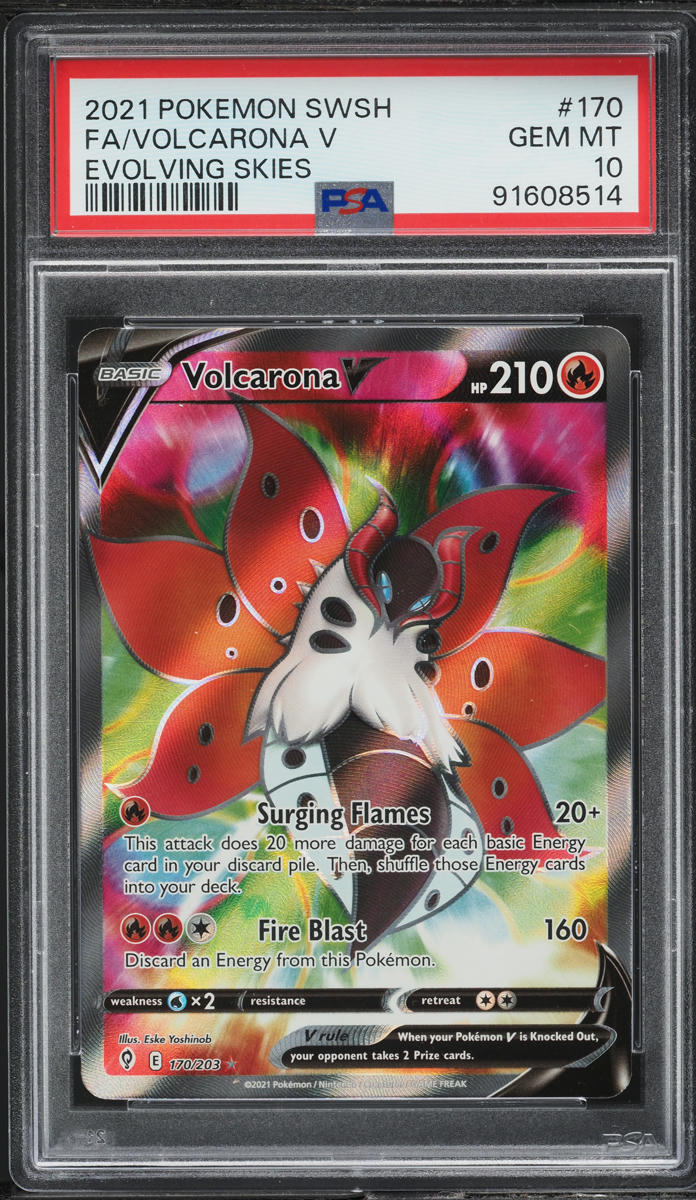 2021 Pokemon SWSH Evolving Skies Full Art Volcarona V #170 PSA 10 GEM MINT