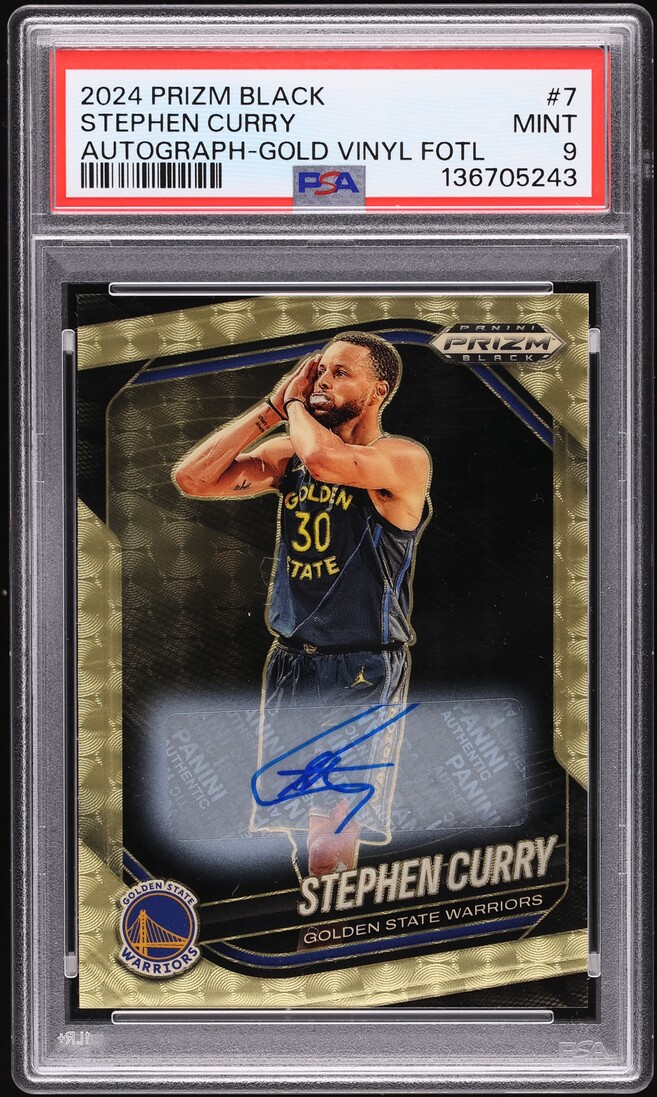 2024 Panini Prizm Black Gold Vinyl FOTL Stephen Curry AUTO 5/5 #7 PSA 9 MINT