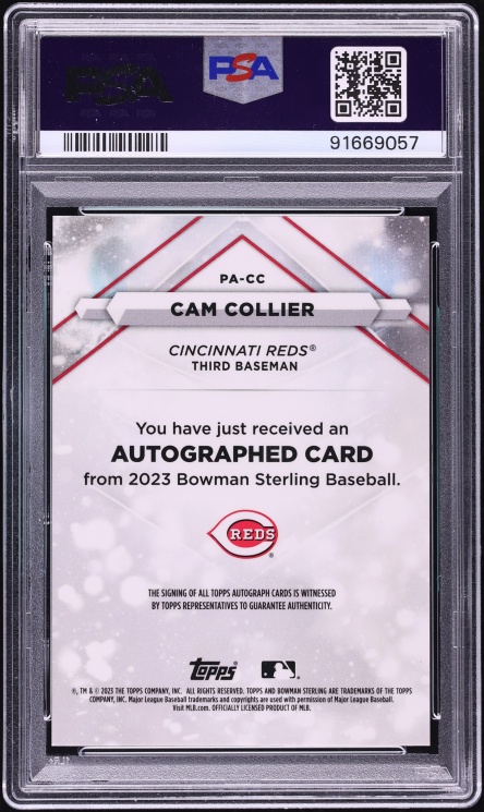2023 Bowman Sterling Cam Collier PROSPECT AUTO #PA-CC PSA 10 GEM MINT