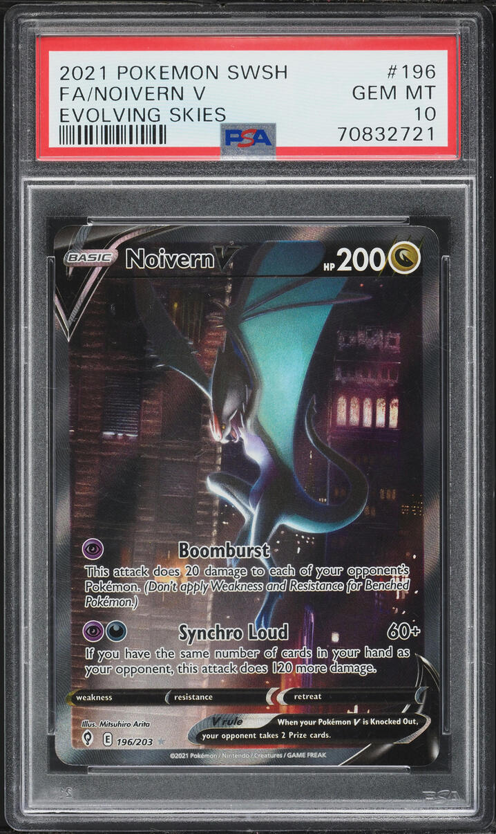 2021 Pokemon Sword & Shield Evolving Skies Alt Art Noivern V #196 PSA 10 GEM MINT