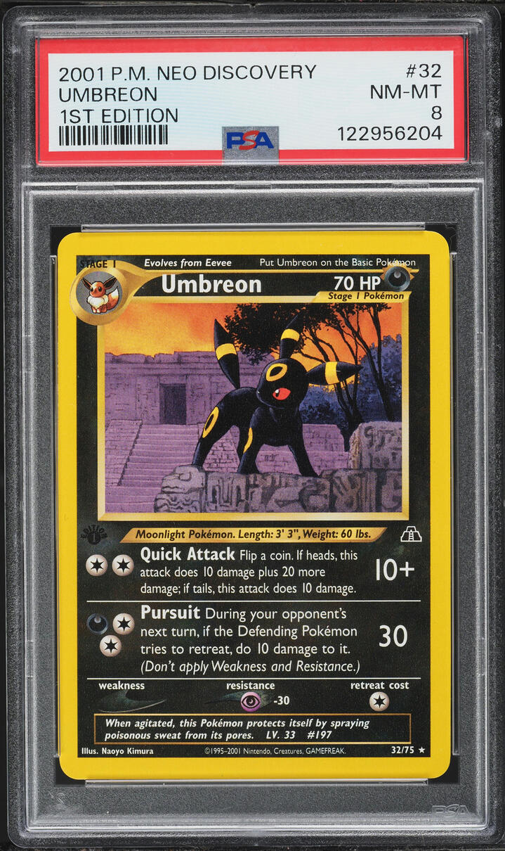 2001 Pokemon Neo Discovery 1st Edition Umbreon #32 PSA 8 NM-MT
