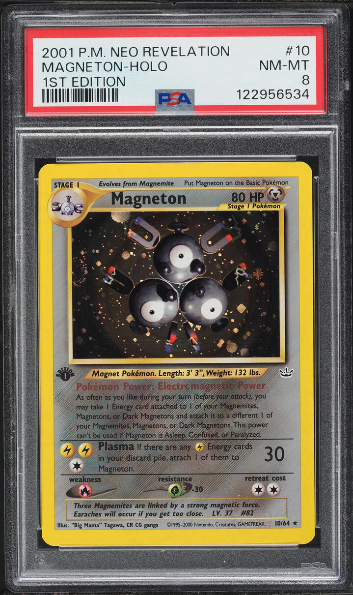 2001 Pokemon Neo Revelation 1st Edition Holo Magneton #10 PSA 8 NM-MT