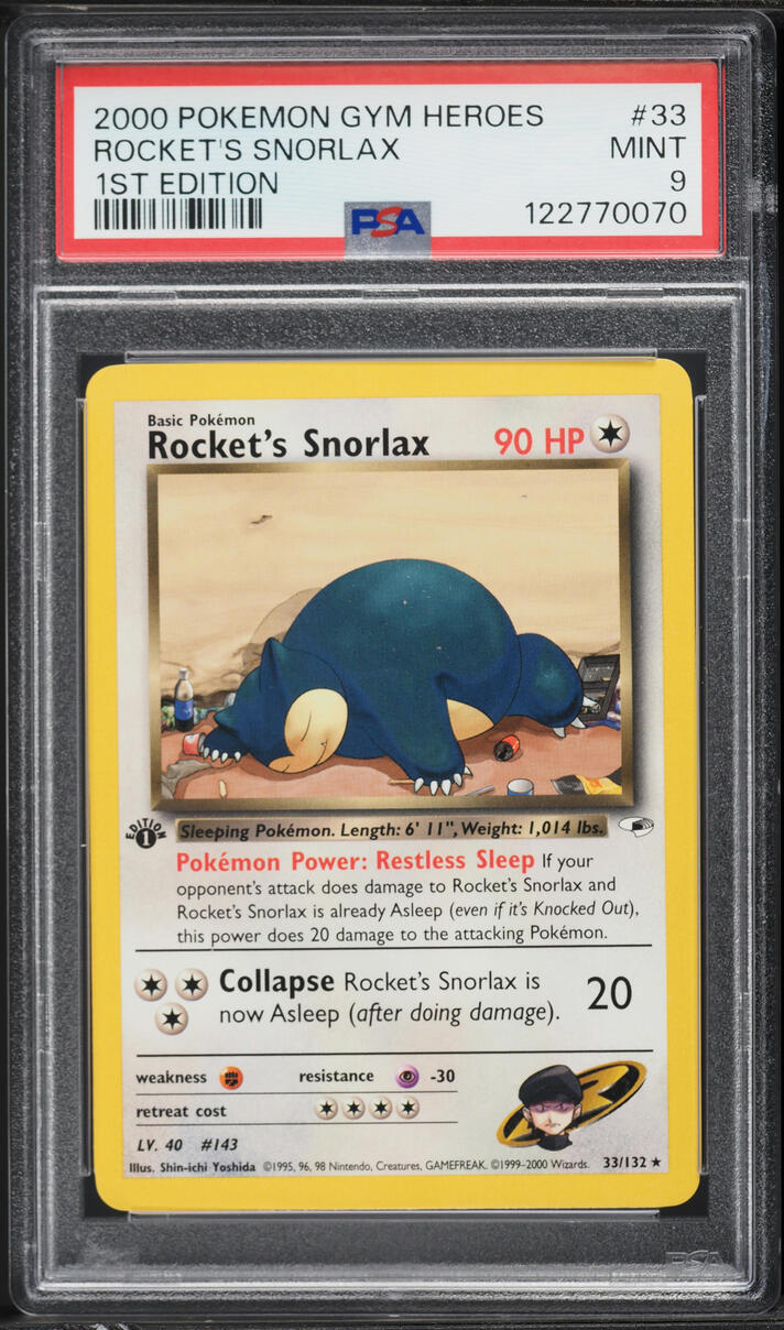 2000 Pokemon Gym Heroes 1st Edition Rocket's Snorlax #33 PSA 9 MINT