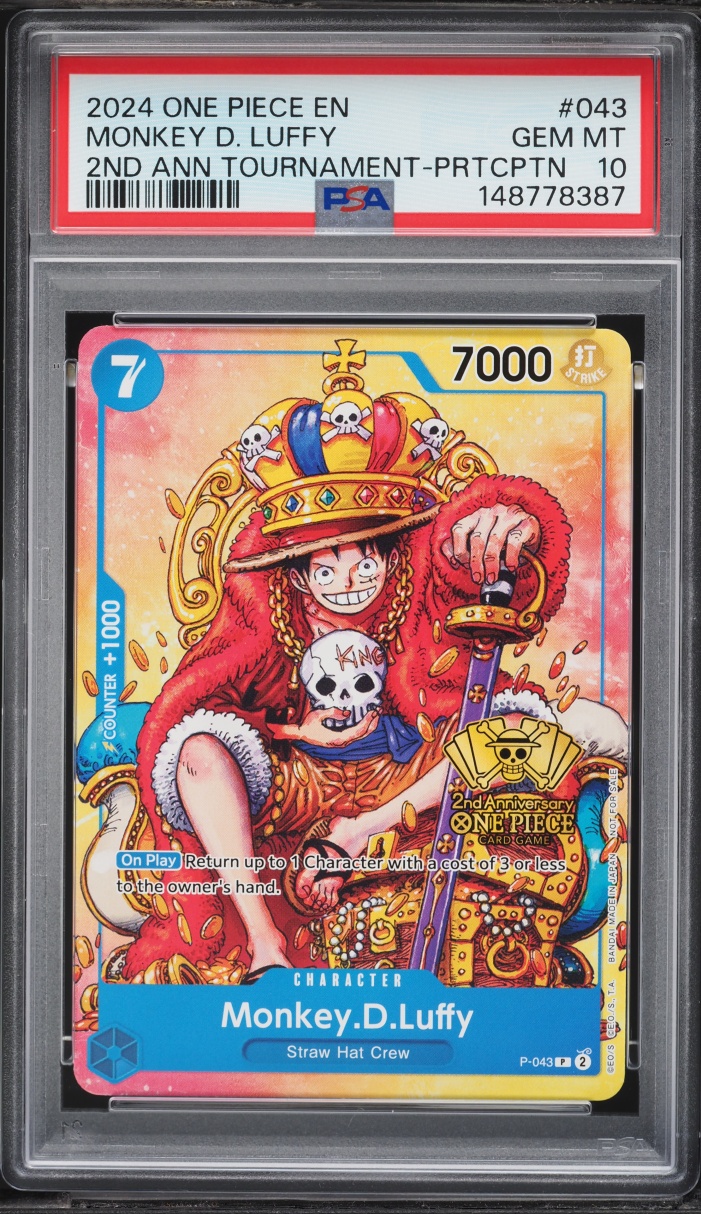 2024 One Piece Promo 2nd Anniversary Tournament Participation Monkey D. Luffy #P-043 PSA 10 GEM