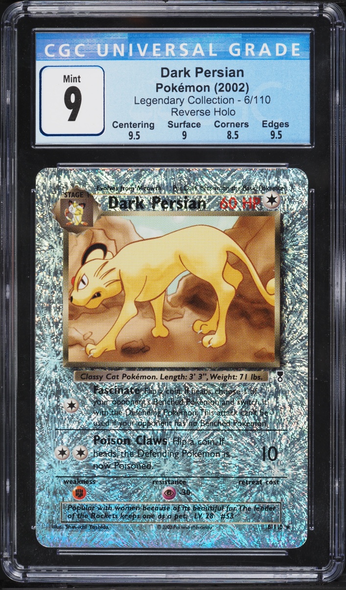 2002 Pokemon Legendary Collection Reverse Holo Dark Persian #6 CGC 9 MINT