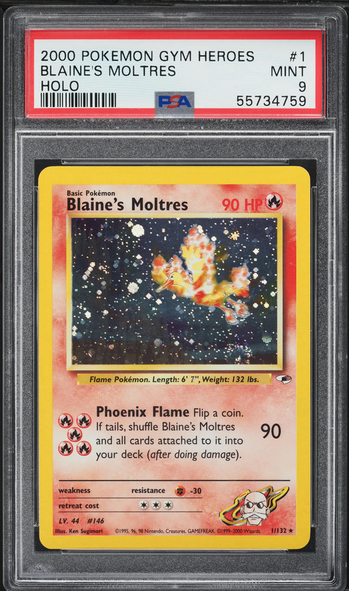 2000 Pokemon Gym Heroes Holo Blaine's Moltres #1 PSA 9 MINT - Main Image