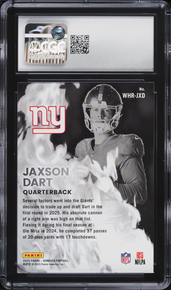 2025 Donruss White Hot Jaxson Dart ROOKIE #WHR-JXD CGC 10 GEM MINT