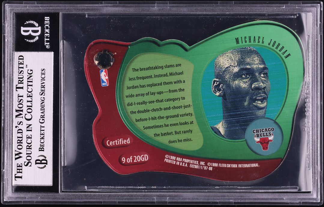 1997 Skybox E-X2001 Gravity Denied Die-Cut Michael Jordan #9 BGS 9 MINT - Photo 2
