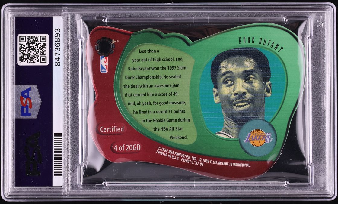 1997 Skybox E-X2001 Gravity Denied Die-Cut Kobe Bryant #4GD PSA 8 NM-MT - Photo 2
