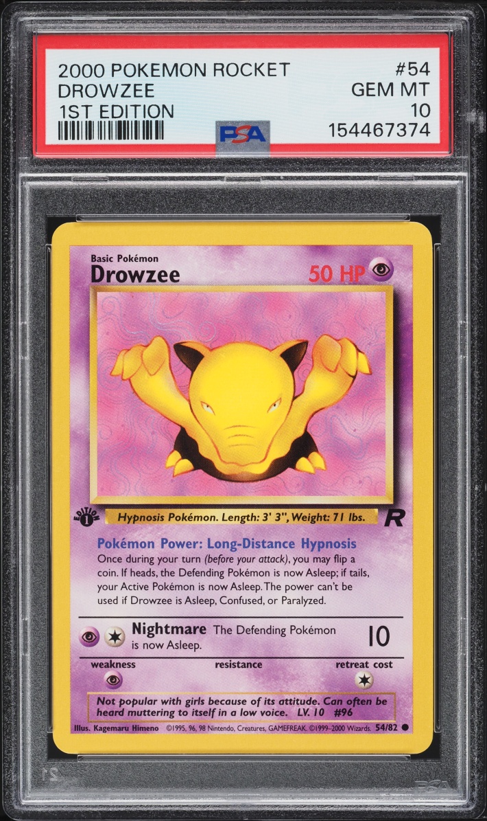 2000 Pokemon Team Rocket 1st Edition Drowzee #54 PSA 10 GEM MINT