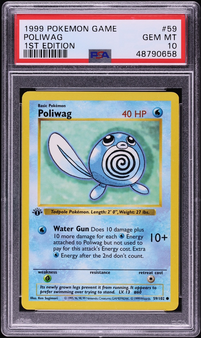 1999 Pokemon Base Set Shadowless 1st Edition Poliwag #59 PSA 10 GEM MINT