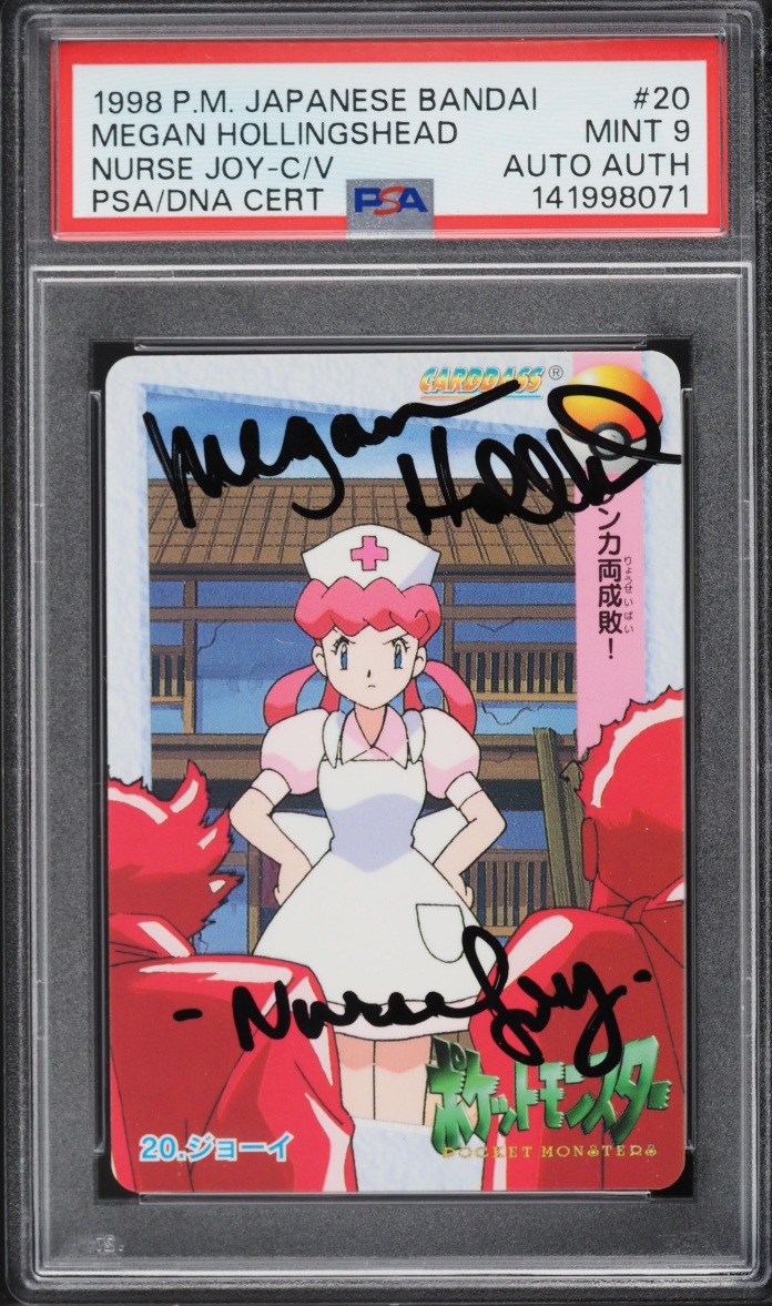 1998 Pokemon Japanese Bandai Carddass Anime Nurse Joy Megan Hollingshead AUTO #20 PSA 9 MINT