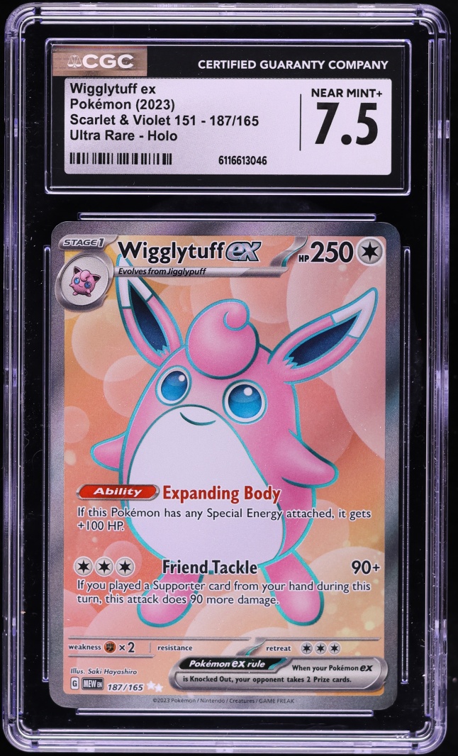 2023 Pokemon Scarlet & Violet 151 Full Art Wigglytuff ex #187 CGC 7.5 NRMT+